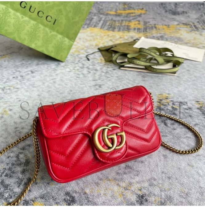 GUCCI MARMONT MATELASSE LEATHER SUPER MINI BAG 476433 (19.5*10.2*5.1cm)